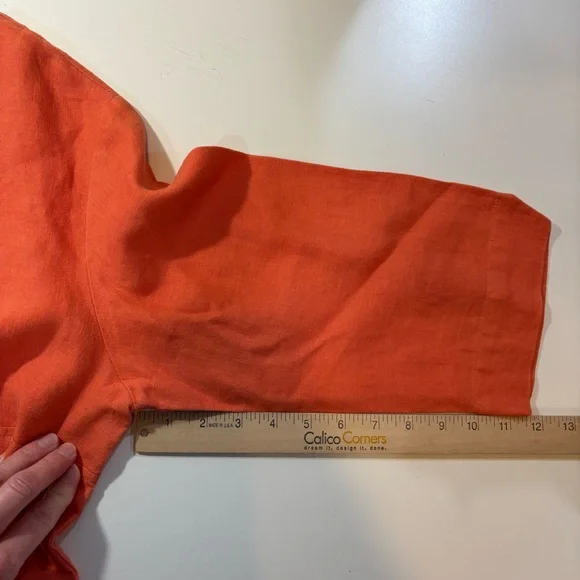 Coldwater Creek Women's Burnt Orange Linen Split-Neck Tunic - Picture 6 of 7
